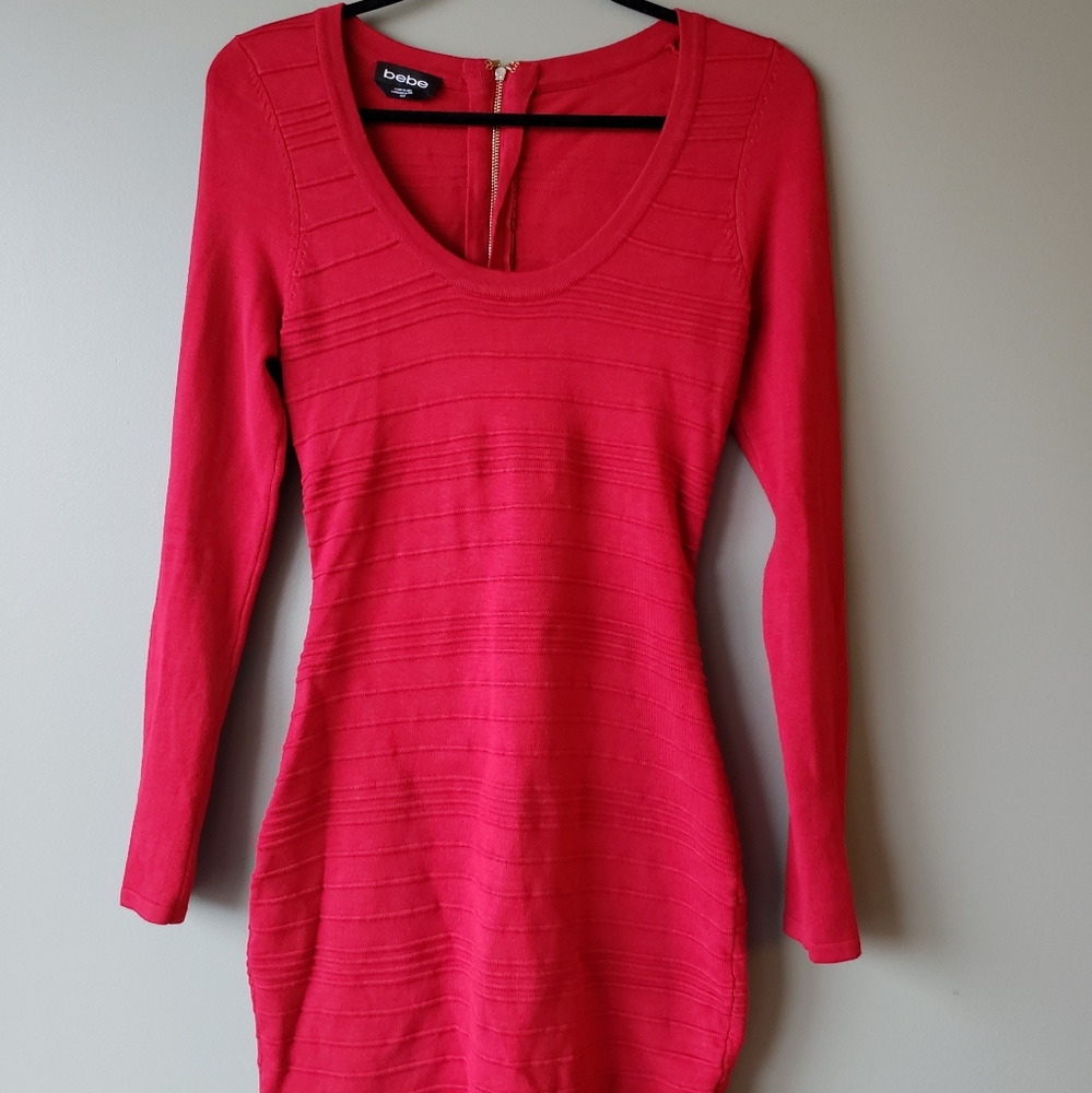 Bebe red bodycon open back dress